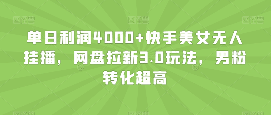 单日利润4000+快手美女无人挂播，网盘拉新3.0玩法，男粉转化超高【揭秘】-枫客网创