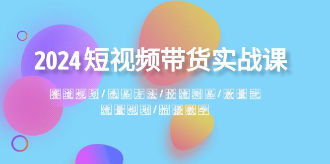 2024短视频带货实战课：赛道规划·选品方法·投流测品·放量玩法·流量规划-枫客网创