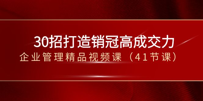 （8477期）30招-打造销冠高成交力-企业管理精品视频课（41节课）-深鱼云创