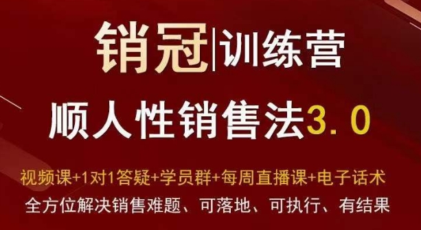 爆款！销冠训练营3.0之顺人性销售法，全方位解决销售难题、可落地、可执行、有结果-易创网