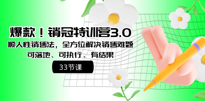 （8573期）爆款！销冠特训营3.0之顺人性销售法，全方位解决销售难题、可落地、可执…-八一网创分享