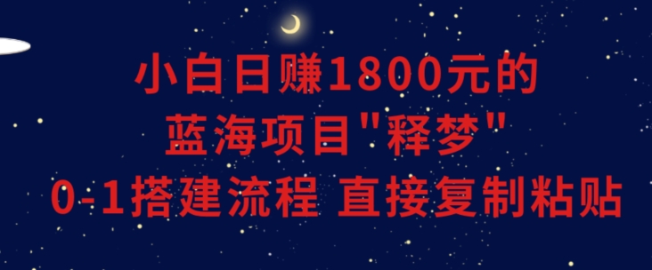 小白能日赚1800元的蓝海项目”释梦”0-1搭建流程可直接复制粘贴长期做-创享网