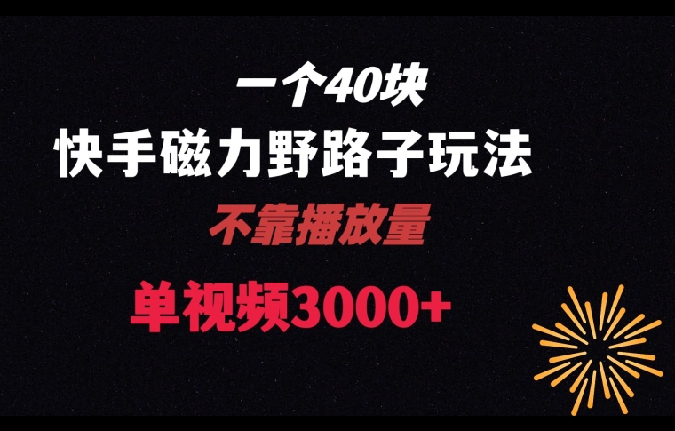 一个40块，快手联合美团磁力新玩法，无视机制野路子玩法，单视频收益4位数【揭秘】-枫客网创