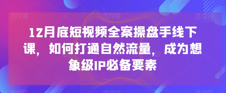 12月底短视频全案操盘手线下课，如何打通自然流量，成为想象级IP必备要素-小禾网创