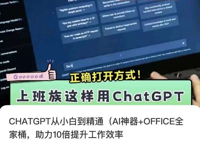 CHATGPT从小白到精通，AI神器+OFFICE全家桶，助力10倍提升工作效率-小禾网创