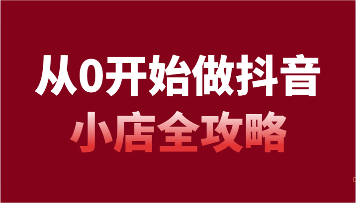 从0开始做抖音小店全攻略，抖音开店全步骤详细解说（54节课）-休闲网赚three