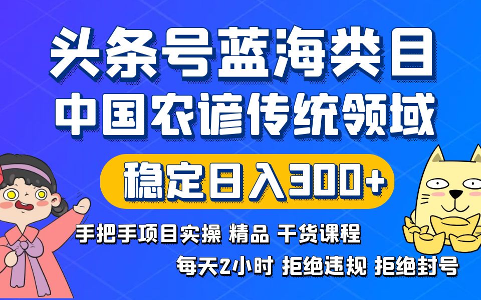 （8595期）头条号蓝海类目传统和农谚领域实操精品课程拒绝违规封号稳定日入300+-大海创业网