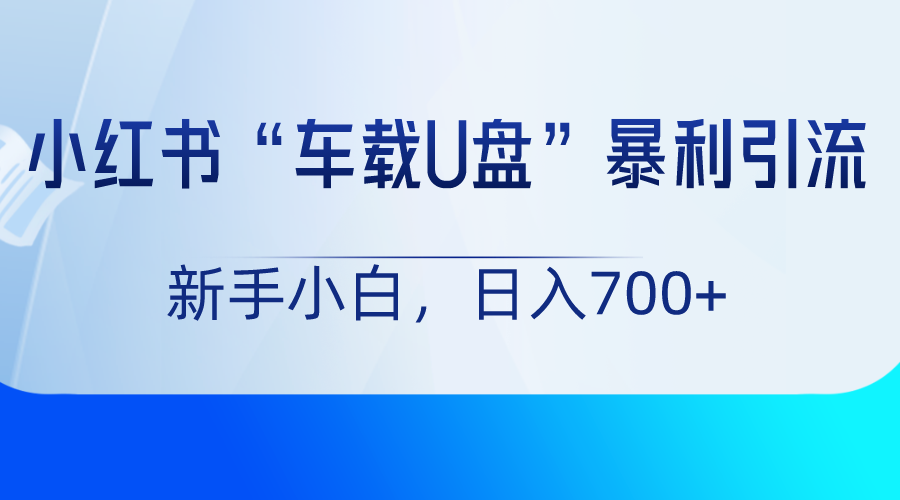 小红书“车载U盘”项目，暴利引流，新手小白轻松日入700+-北少网创