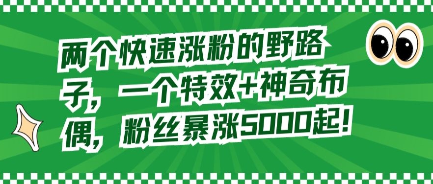 两个快速涨粉的野路子，一个特效+神奇布偶，粉丝暴涨5000起-休闲网赚three