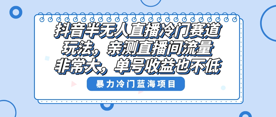 （8667期）抖音半无人直播冷门赛道玩法，直播间流量非常大，单号收益也不低！-枫客网创