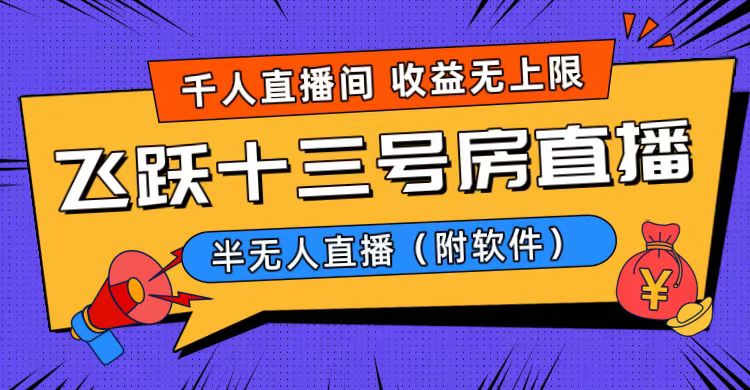 （8711期）爆火飞跃十三号房半无人直播，一场直播上千人，日入过万！（附软件）-随风网创