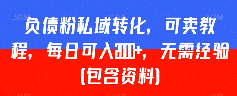 负债粉私域转化，可卖教程，每日可入2000+，无需经验（包含资料）-大海创业网