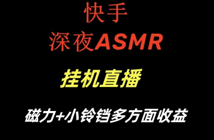 快手深夜性感ASMR挂机直播，磁力+小铃铛收益（附带工具和5G素材）-大海创业网