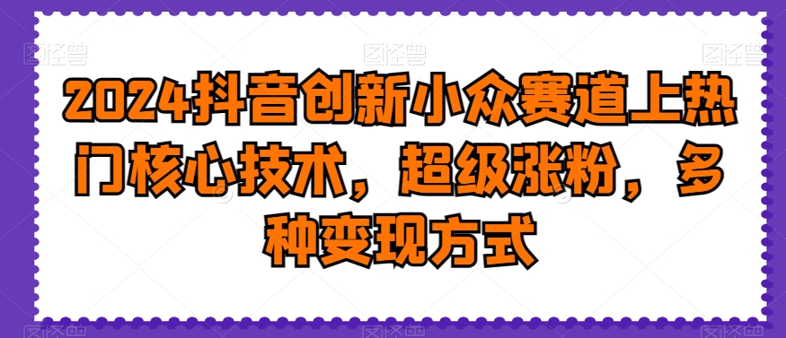 2024抖音创新小众赛道上热门核心技术，超级涨粉，多种变现方式-花生资源网