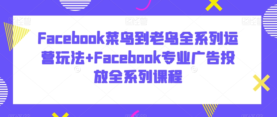 Facebook菜鸟到老鸟全系列运营玩法+Facebook专业广告投放全系列课程-枫客网创