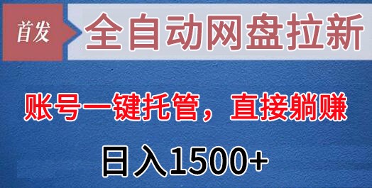 全自动网盘拉新，账号一键托管，直接躺赚，日入1500+（可放大，可团队）-大海创业网