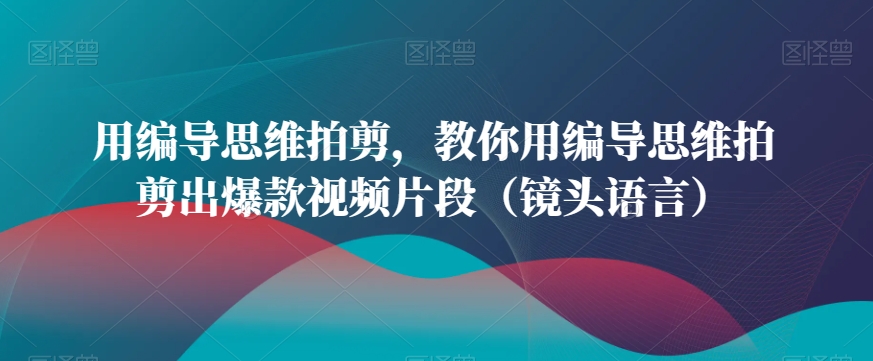 用编导思维拍剪，教你用编导思维拍剪出爆款视频片段（镜头语言）-大海创业网