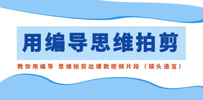 （8785期）用编导的思维拍剪，教你用编导 思维拍剪出爆款视频片段（镜头语言）-枫客网创