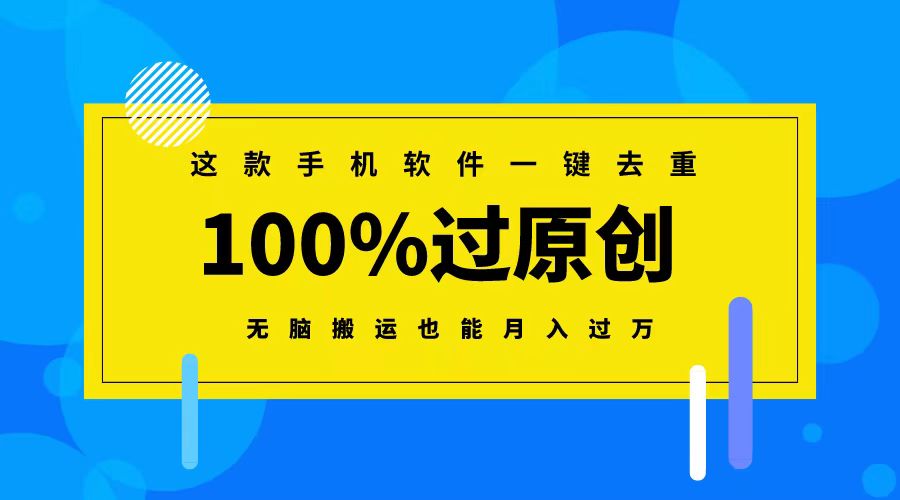 （8818期）这款手机软件一键去重，100%过原创 无脑搬运也能月入过万-随风网创