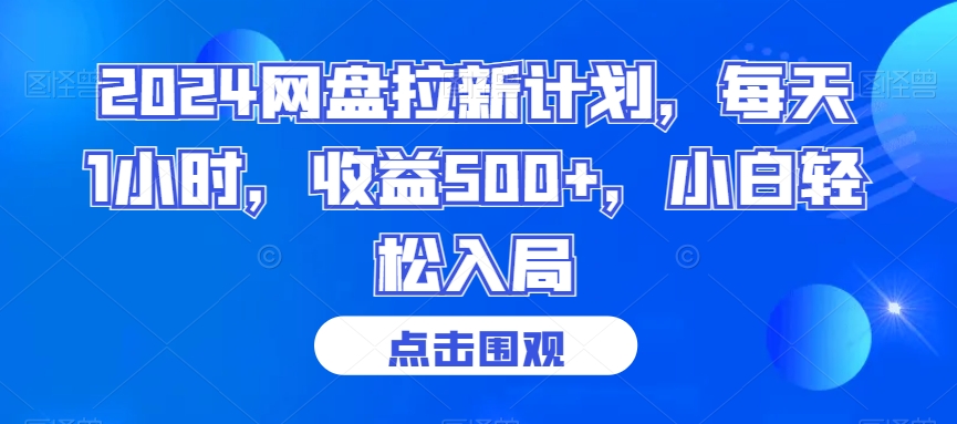 2024网盘拉新计划，每天1小时，收益500+，小白轻松入局-大海创业网