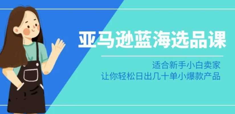 亚马逊-蓝海选品课：适合新手小白卖家，让你轻松日出几十单小爆款产品-休闲网赚three