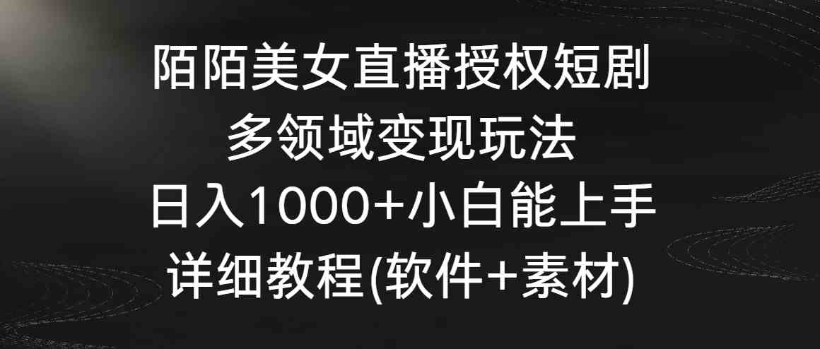 （8925期）陌陌美女直播授权短剧，多领域变现玩法，日入1000+小白能上手，详细教程…-大海创业网