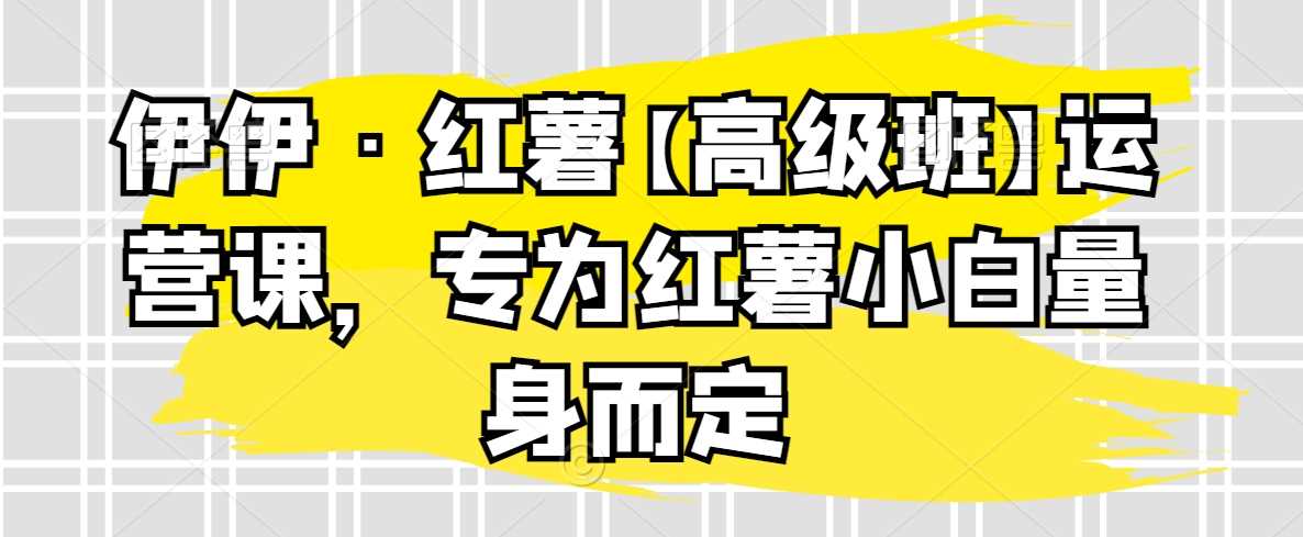 伊伊·红薯【高级班】运营课，专为红薯小白量身而定-枫客网创