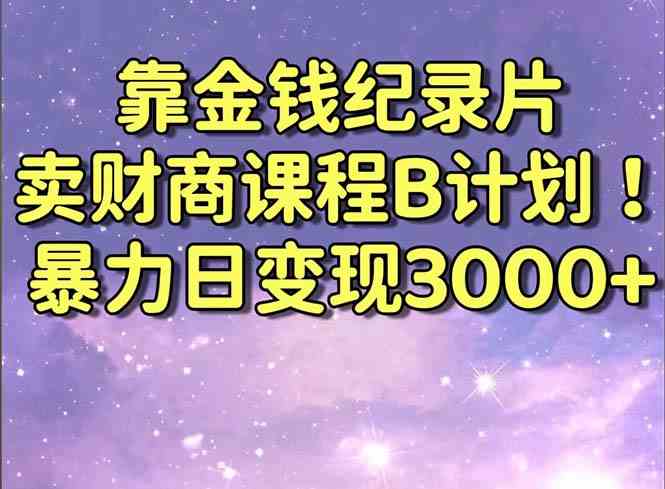 （8944期）靠金钱纪录片卖财商课程B计划！暴力日变现3000+，喂饭式干货教程！-创享网