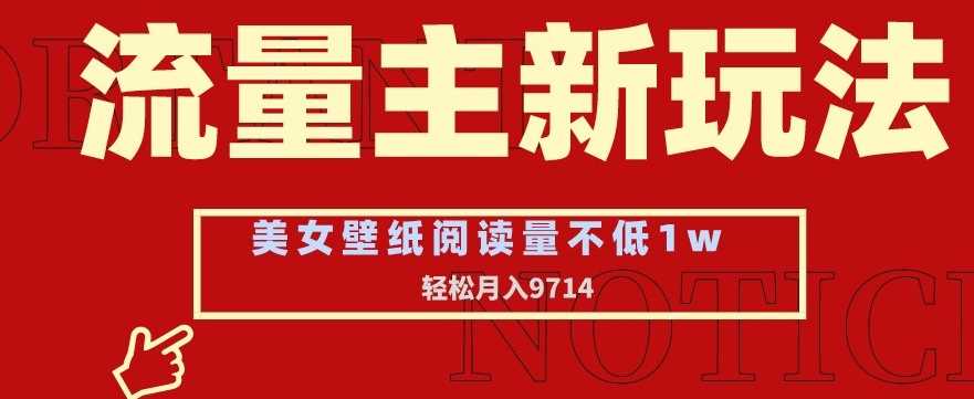 流量主新玩法，美女壁纸和头像，阅读量不低于1w，月入9741【揭秘】-大海创业网