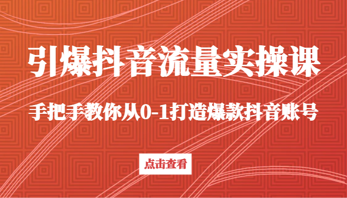 引爆抖音流量实操课，手把手教你从0-1打造爆款抖音账号-枫客网创