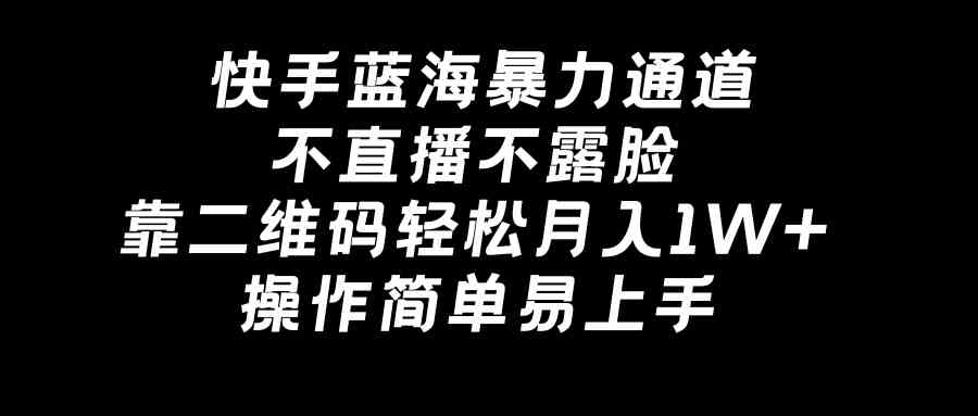 （8961期）快手蓝海暴力通道，不直播不露脸，靠二维码轻松月入1W+，操作简单易上手-点石成金