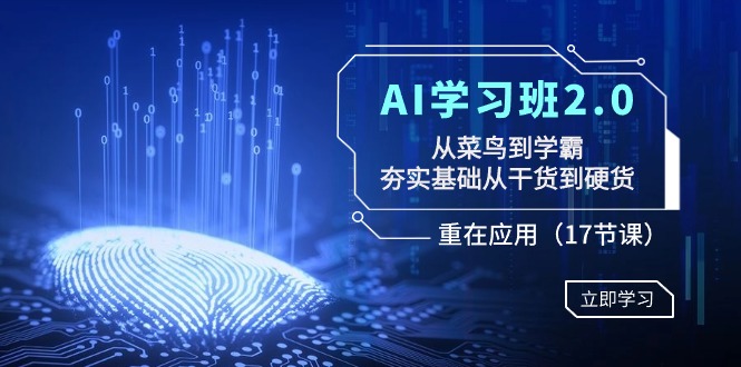 AI学习班2.0：从菜鸟到学霸，夯实基础从干货到硬货，重在应用（17节课）-创享网