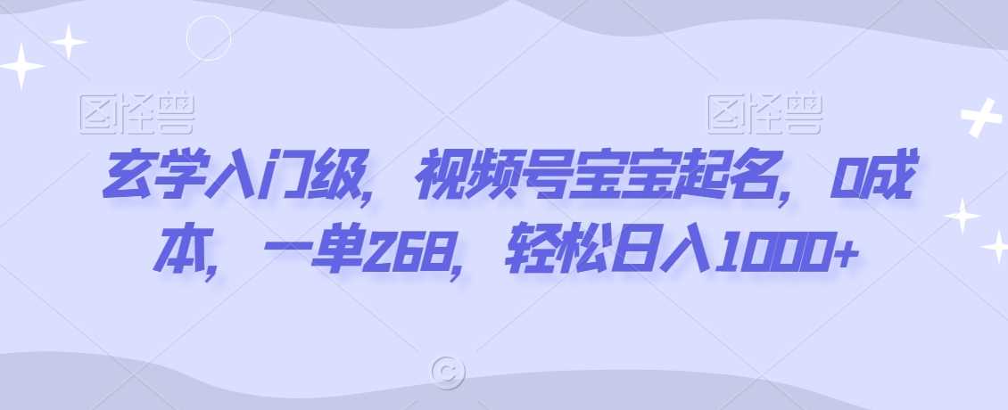 玄学入门级，视频号宝宝起名，0成本，一单268，轻松日入1000+【揭秘】-枫客网创