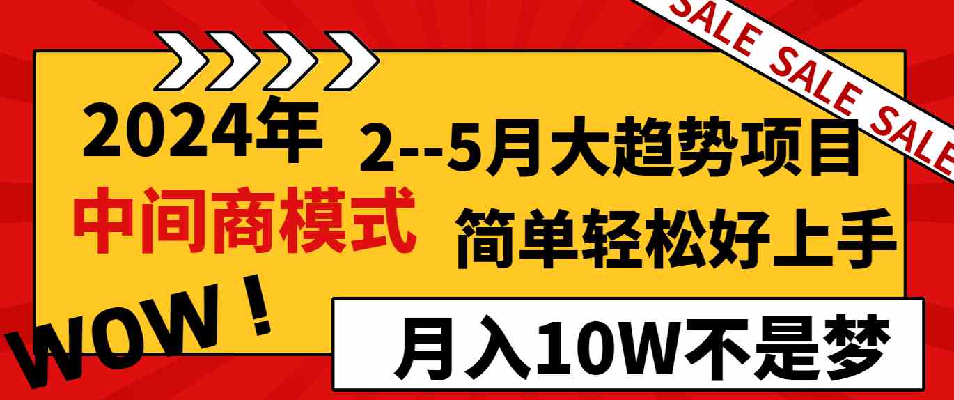 （8978期）2024年2–5月大趋势项目，利用中间商模式，简单轻松好上手，轻松月入10W…-大海创业网