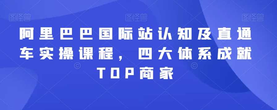 阿里巴巴国际站认知及直通车实操课程，四大体系成就TOP商家-我要项目网