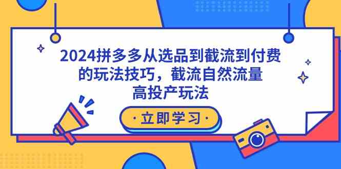 （9037期）2024拼多多从选品到截流到付费的玩法技巧，截流自然流量玩法，高投产玩法-花生资源网