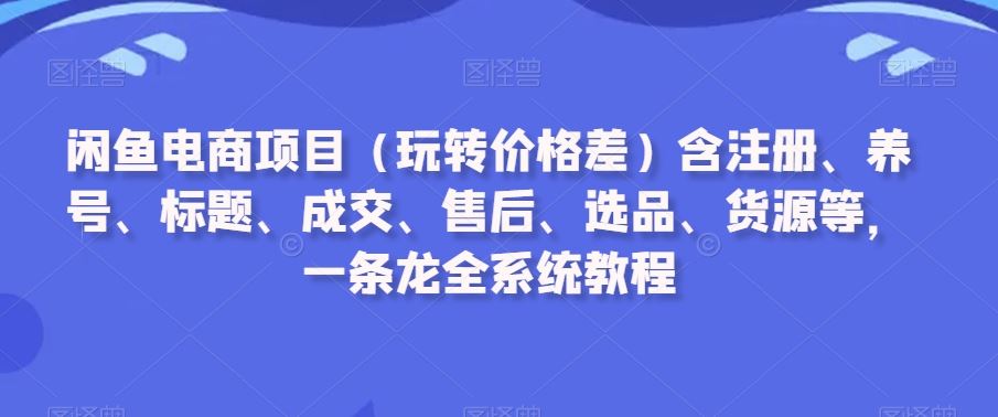 闲鱼电商项目（玩转价格差）含注册、养号、标题、成交、售后、选品、货源等，一条龙全系统教程-创享网