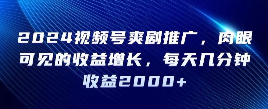 2024视频号爽剧推广，肉眼可见的收益增长，每天几分钟收益2000+【揭秘】-创享网