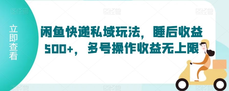 闲鱼快递私域玩法，睡后收益500+，多号操作收益无上限【揭秘】-枫客网创