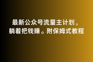 2月最新公众号流量主计划，躺着把钱赚，附保姆式教程【揭秘】-八一网创分享