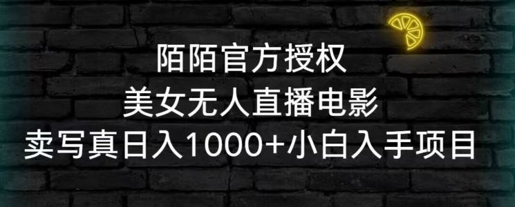 陌陌官方授权美女无人直播电影，卖写真日入1000+小白入手项目【揭秘】-枫客网创