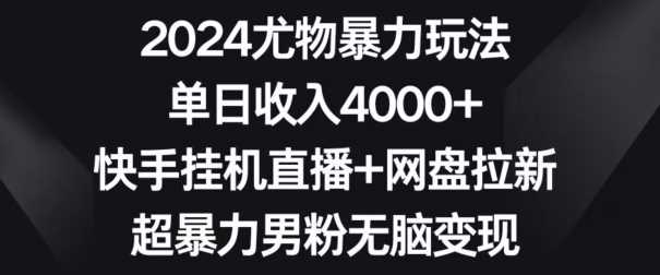 2024尤物暴力玩法，单日收入4000+，快手挂机直播+网盘拉新，超暴力男粉无脑变现【揭秘】-HAC社区