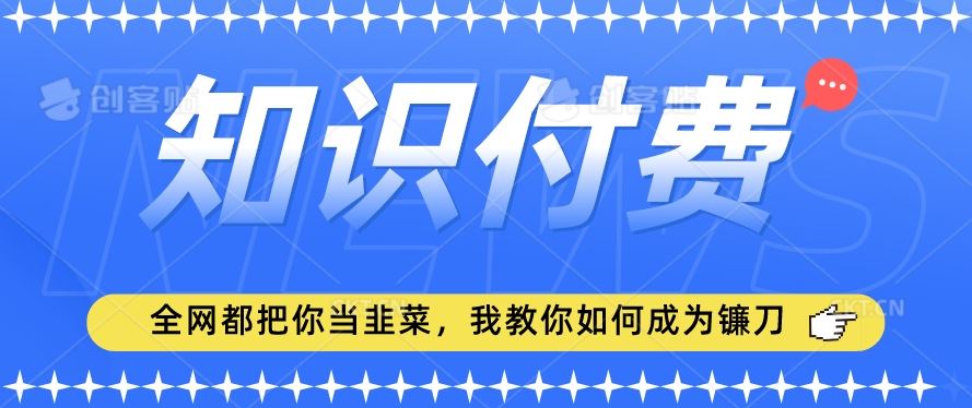 2024最新知识付费项目，小白也能轻松入局，全网都在教你做项目，我教你做镰刀【揭秘】-休闲网赚three