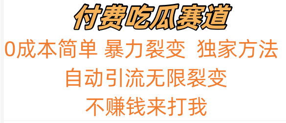 吃瓜付费赛道，暴力无限裂变，0成本，实测日入700+！！！-休闲网赚three