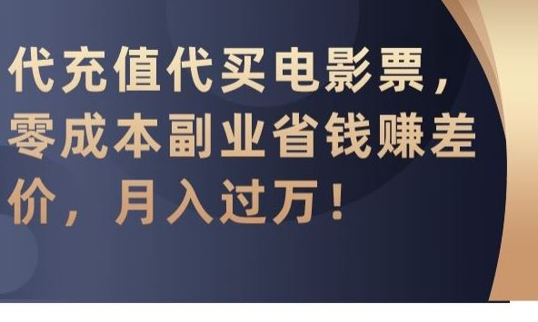 代充值代买电影票，零成本副业省钱赚差价，月入过万【揭秘】-天恒言财