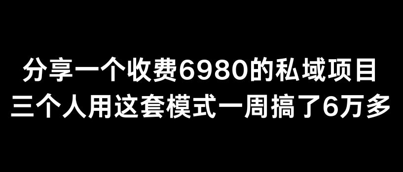 分享一个外面卖6980的私域项目三个人用这套模式一周搞了6万多【揭秘】-创享网