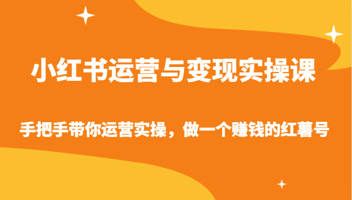 小红书运营与变现实操课-手把手带你运营实操，做一个赚钱的红薯号-点石成金