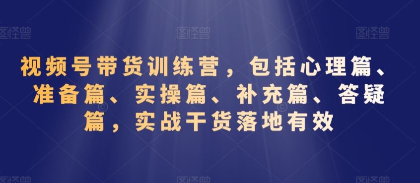 视频号带货训练营，包括心理篇、准备篇、实操篇、补充篇、答疑篇，实战干货落地有效 - 当动网创