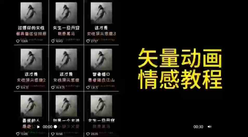 （9334期）矢量动画情感教程：高点赞涨粉，适合情感、思维、创业教育等赛道-枫客网创