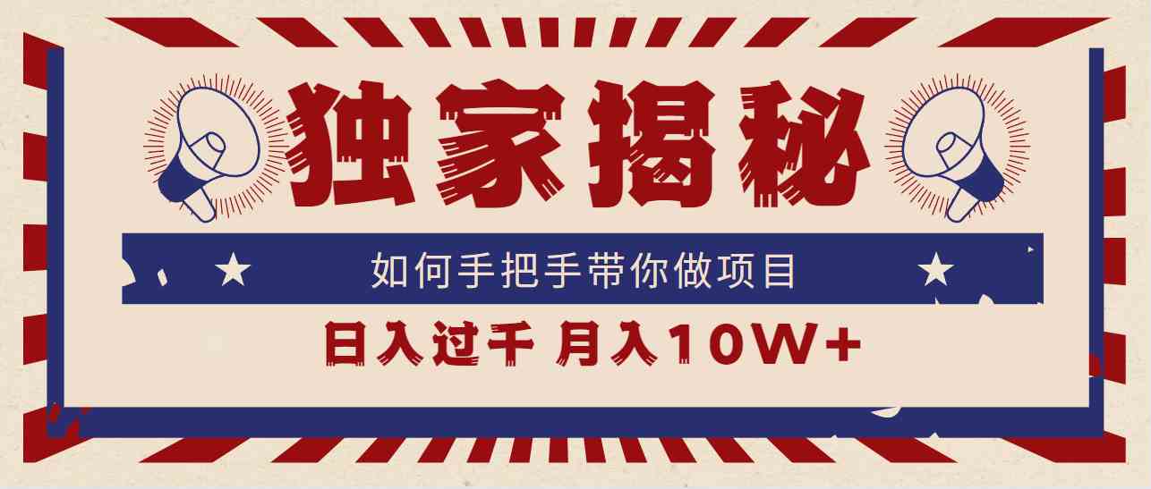 （9362期）独家揭秘，如何手把手带你做项目，日入上千，月入10W+-大海创业网